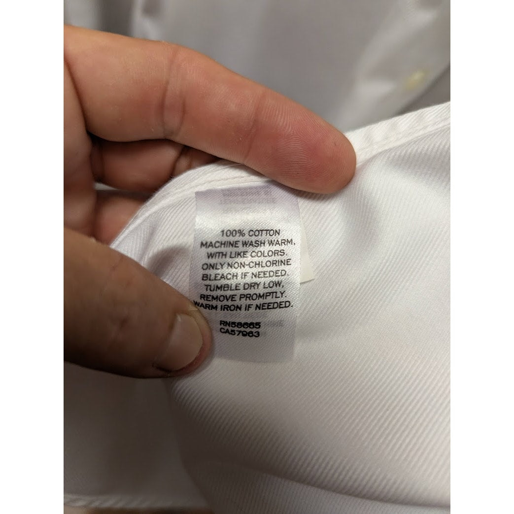 Nordstrom button up white Non Iron Trim Fit 16.5" 34-35 Long sleeve Dress Shirt