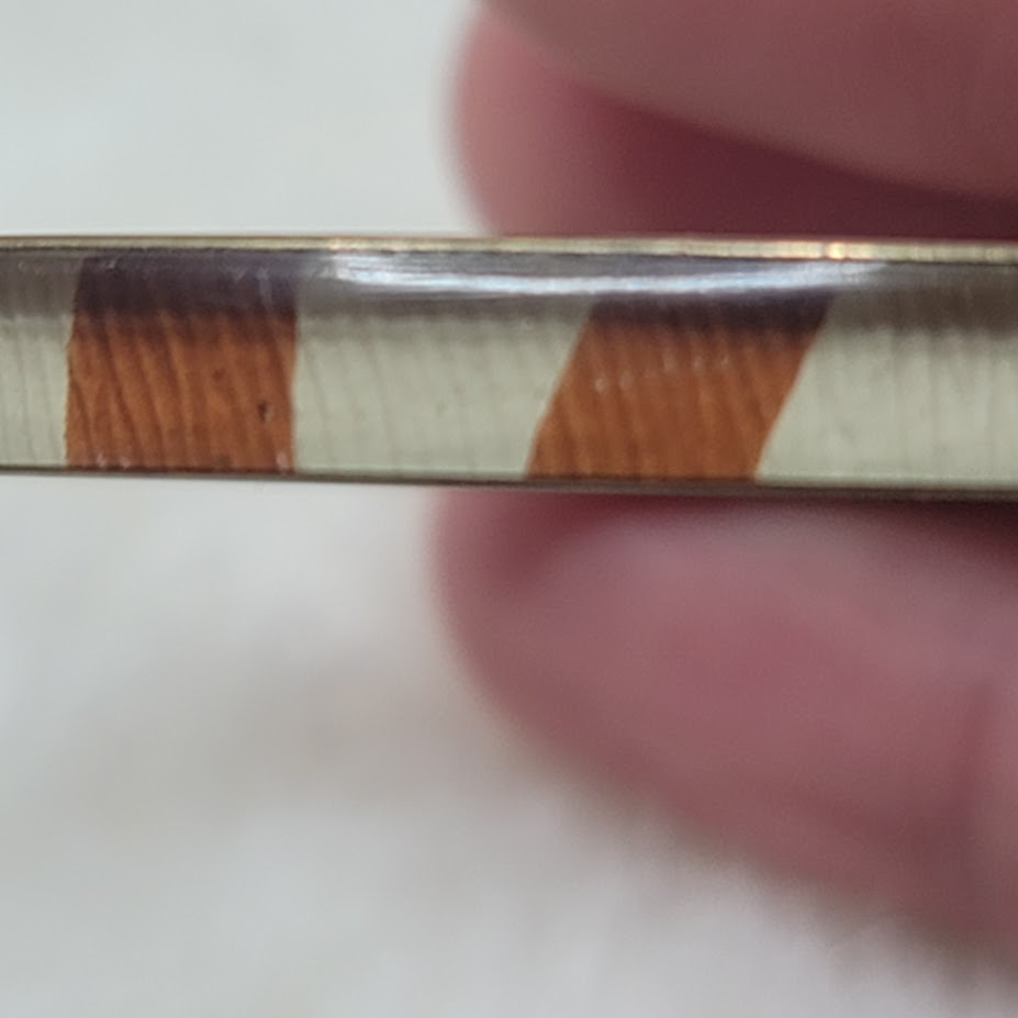 Vintage Brass & Cream Inlay Bangle Bracelet – Mid-Century Modern Minimalist