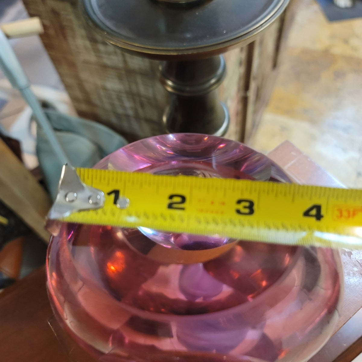 Fifth Avenue Crystal Sommerso Art Glass Vase purple gradation blue Heavy 7"