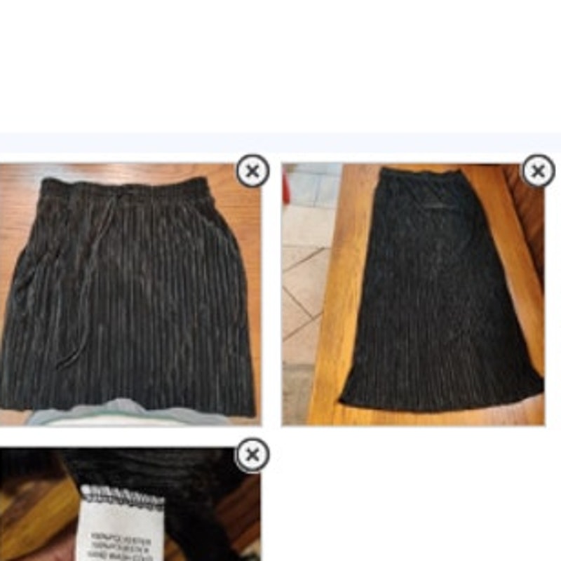 Vintage Cy Fashions Pleated Maxi Skirt Black Elastic Waist Drawstring Large