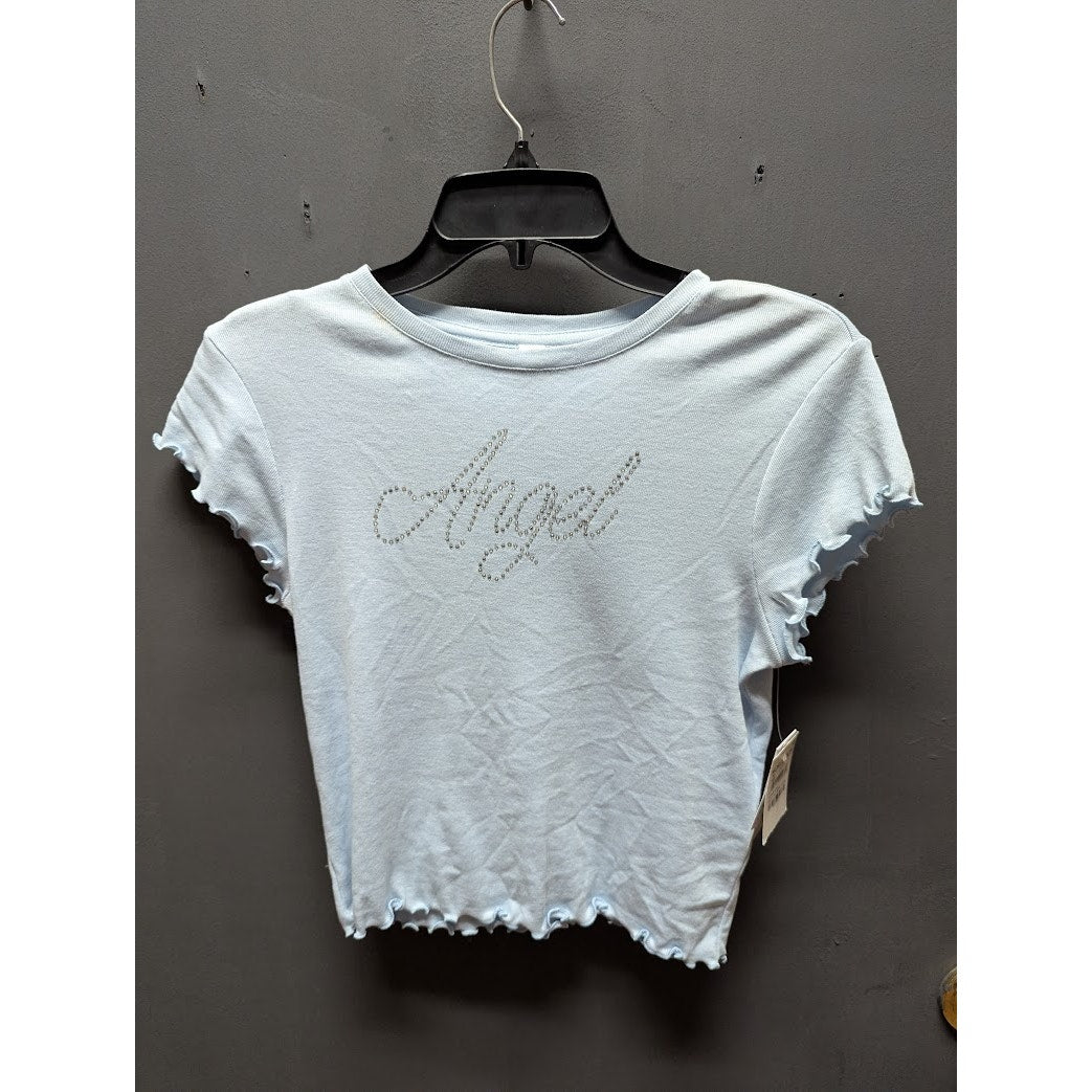 BP. Women's Blue Cashmere Angel Lettuce Edge Crop Top NWT Size Medium