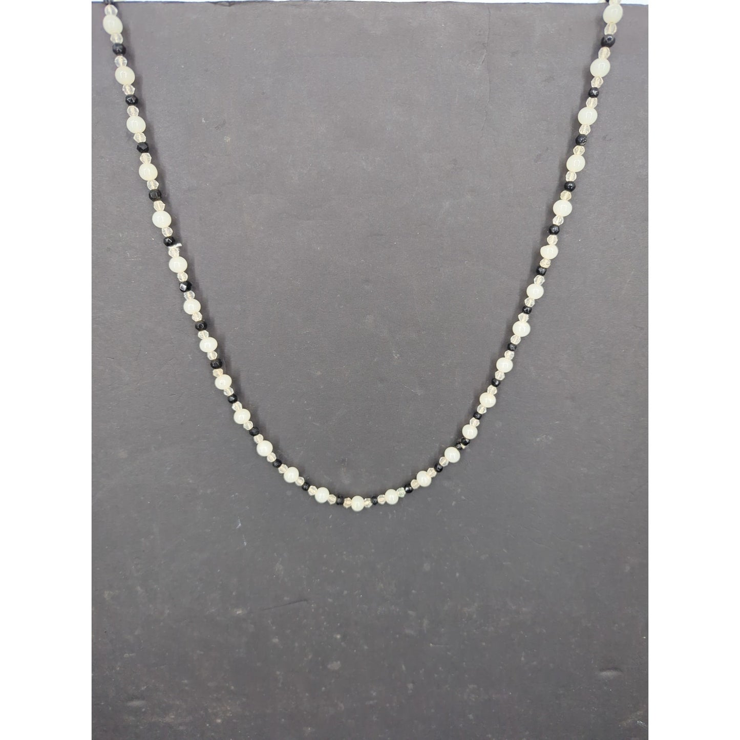 Vintage Double Strand Faux Pearl & Bead Layered Necklace Mid-Century Elegance