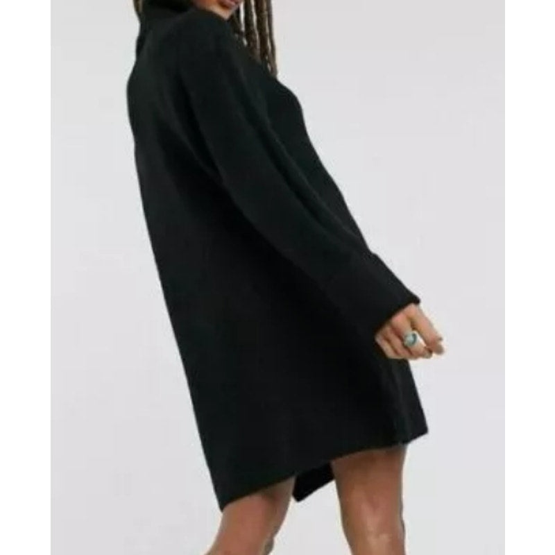 NWT Topshop Long Cuff Sleeve Turtleneck Sweater Tunic Dress Sz 4-6 US Charcoal