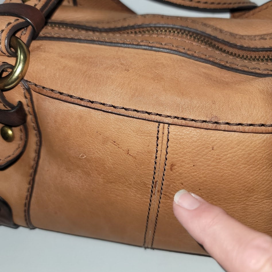 Fossil Brown leather purse handbag Preowned Shoulder bag aged