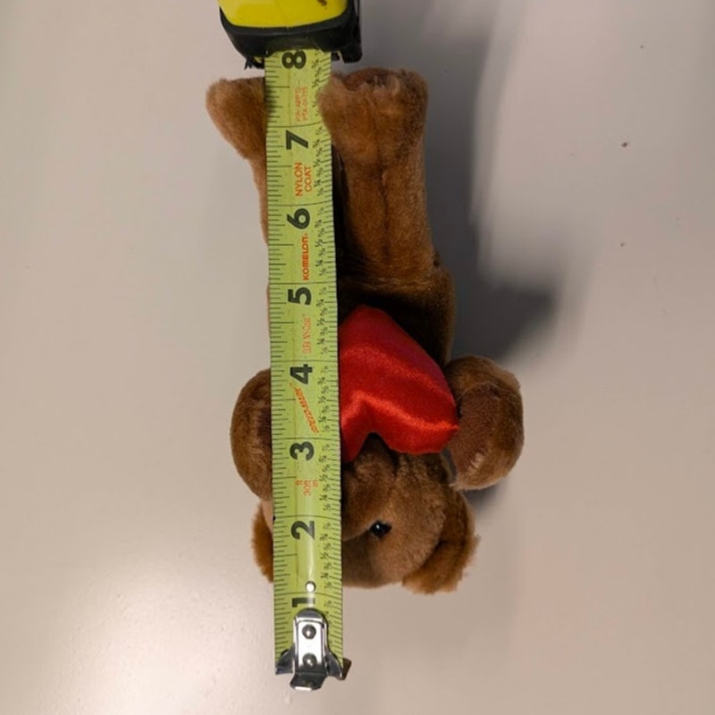 Stuffed Animal PLUSH teddy bear Russ Berrie No. 483 7.5" with Satin heart