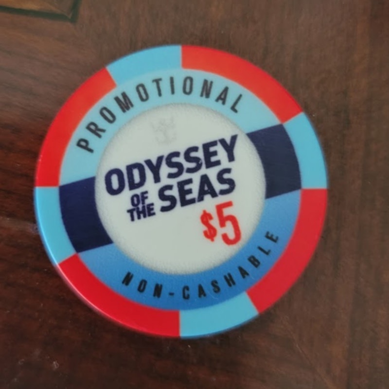 ODYSSEY OF THE SEAS logo PROMO $5 casino gaming poker chip ROYAL CARIBBEAN