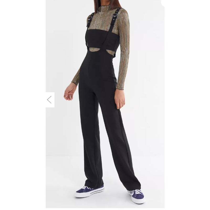 TIGER MIST PEYTON JUMPSUIT black new XS Club Night Goth Strap tube top cutout