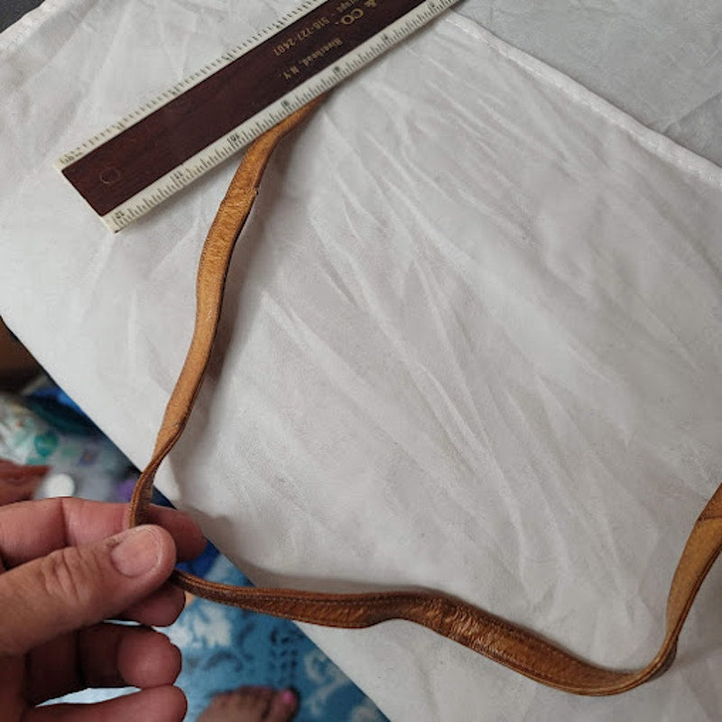 Vintage Genuine Eel Skin Leather Clutch Shoulder Bag Tan Mid-Century Minimalist