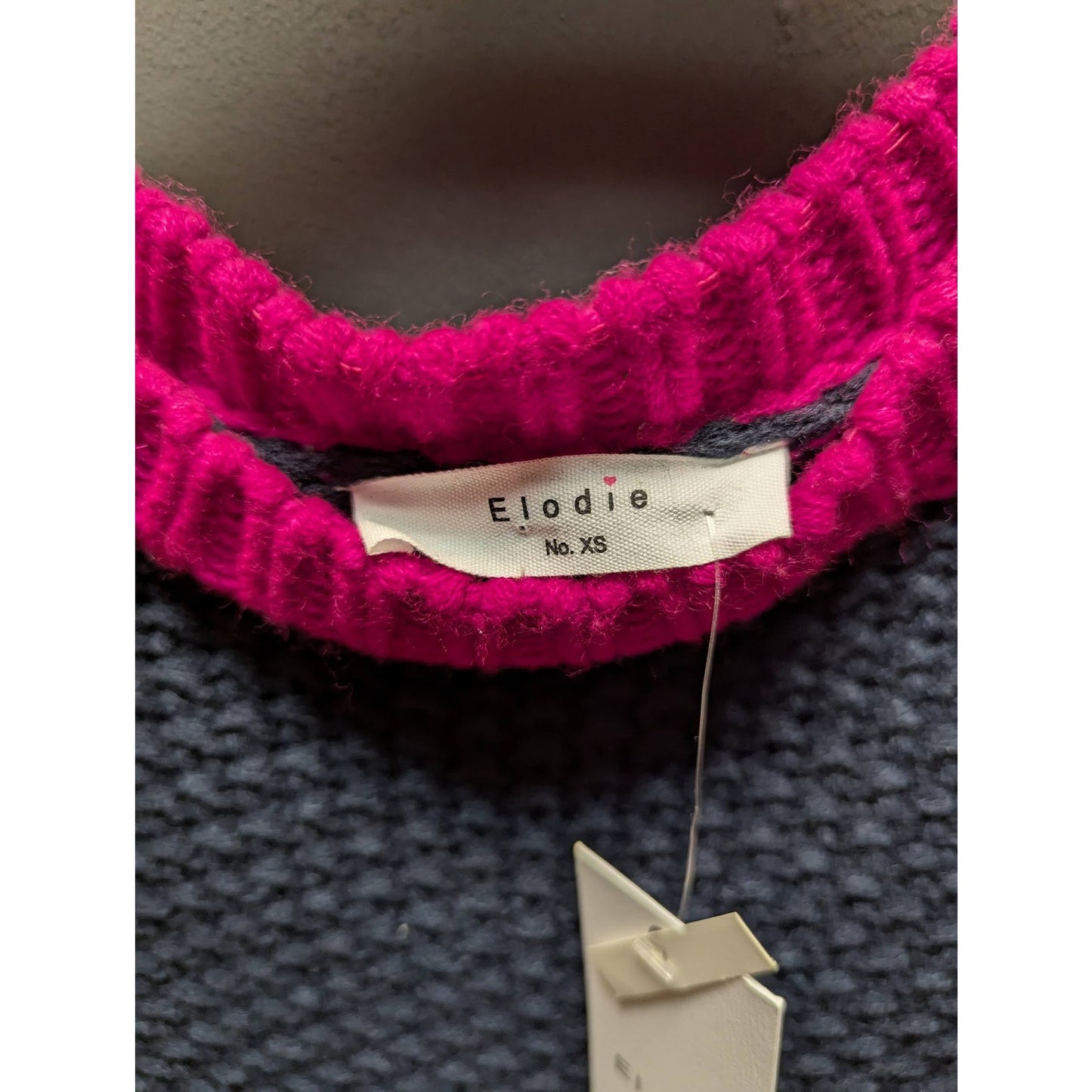 NWT Elodie Chunky Knit Colorblock Crew-Neck Pullover Sweater Blue/Pink Womens XS