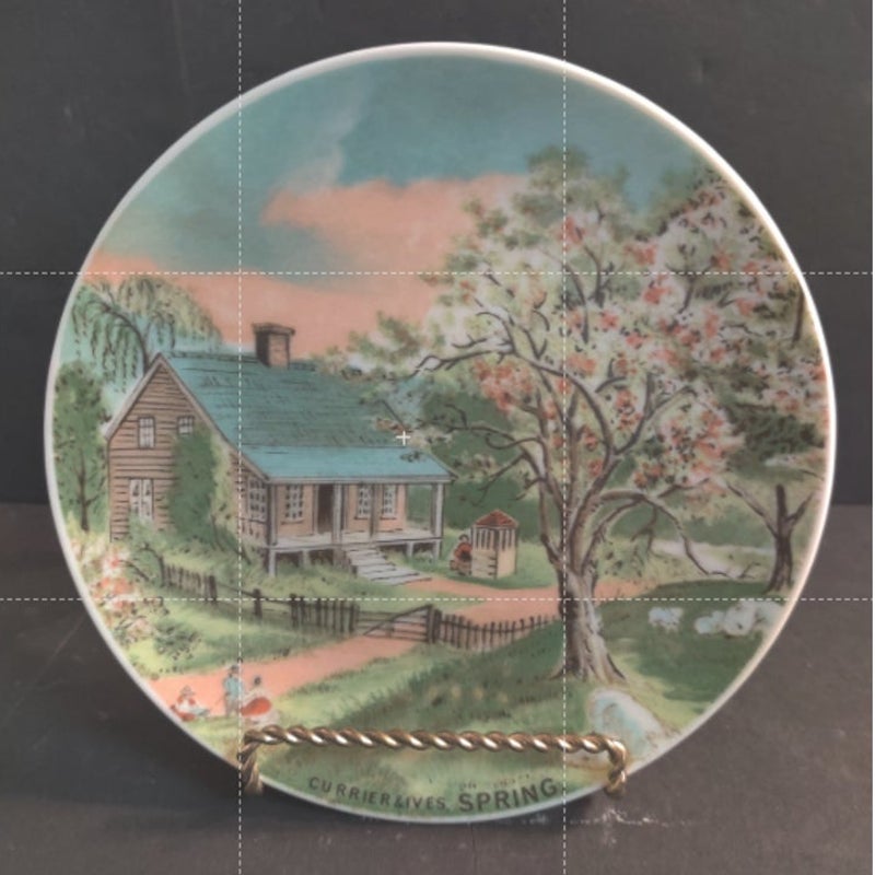 Four Season 6.5" Currier & Ives Decor Plate Set of 4 Spring Summer Winter Autumn