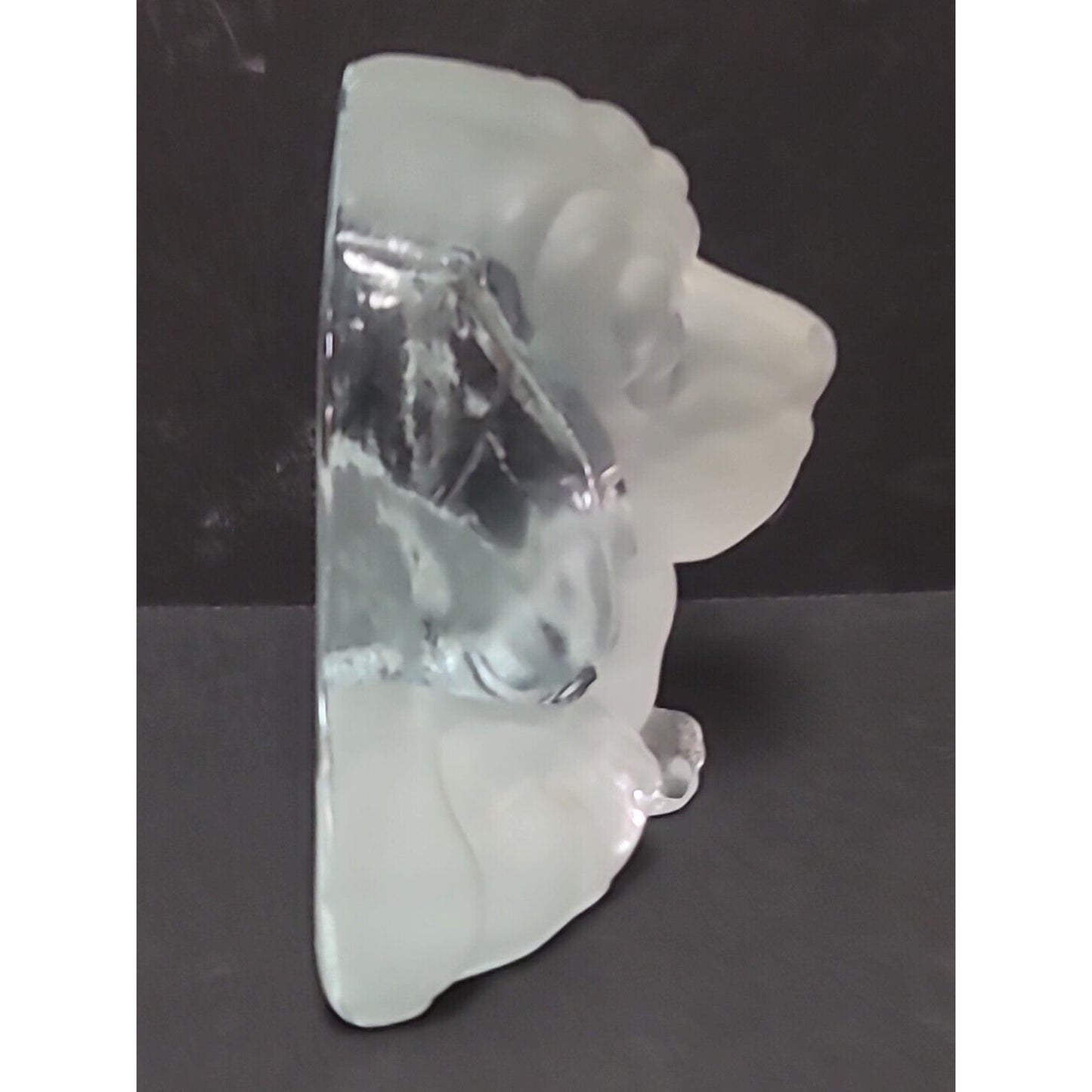 Vintage VIKING art glass paperweight Sculpted DOG flat back Bassett Hound