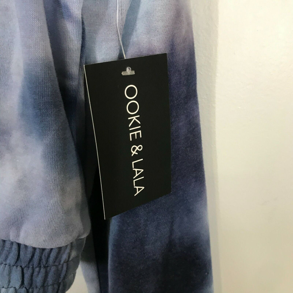 Ookie & LaLa Long Sleeve Pullover Hoodie Navy/White Tie Dye Size Medium NWT