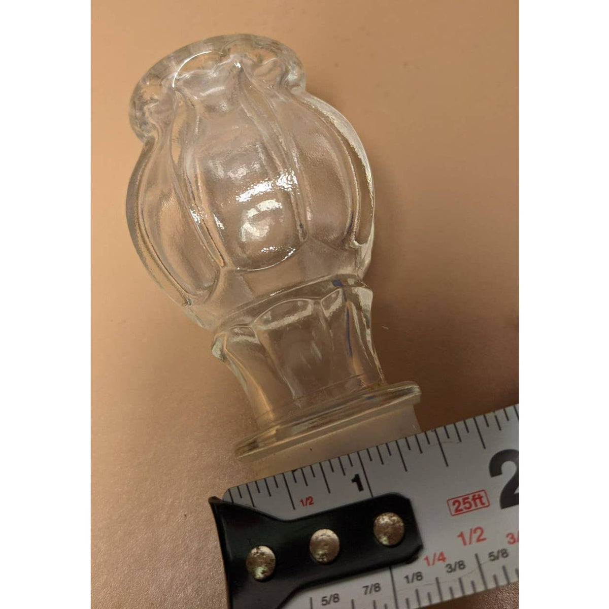 Vintage Glass Decanter Pair 12.5" Pressed Cut Glass Empty Whiskey Bottle Set