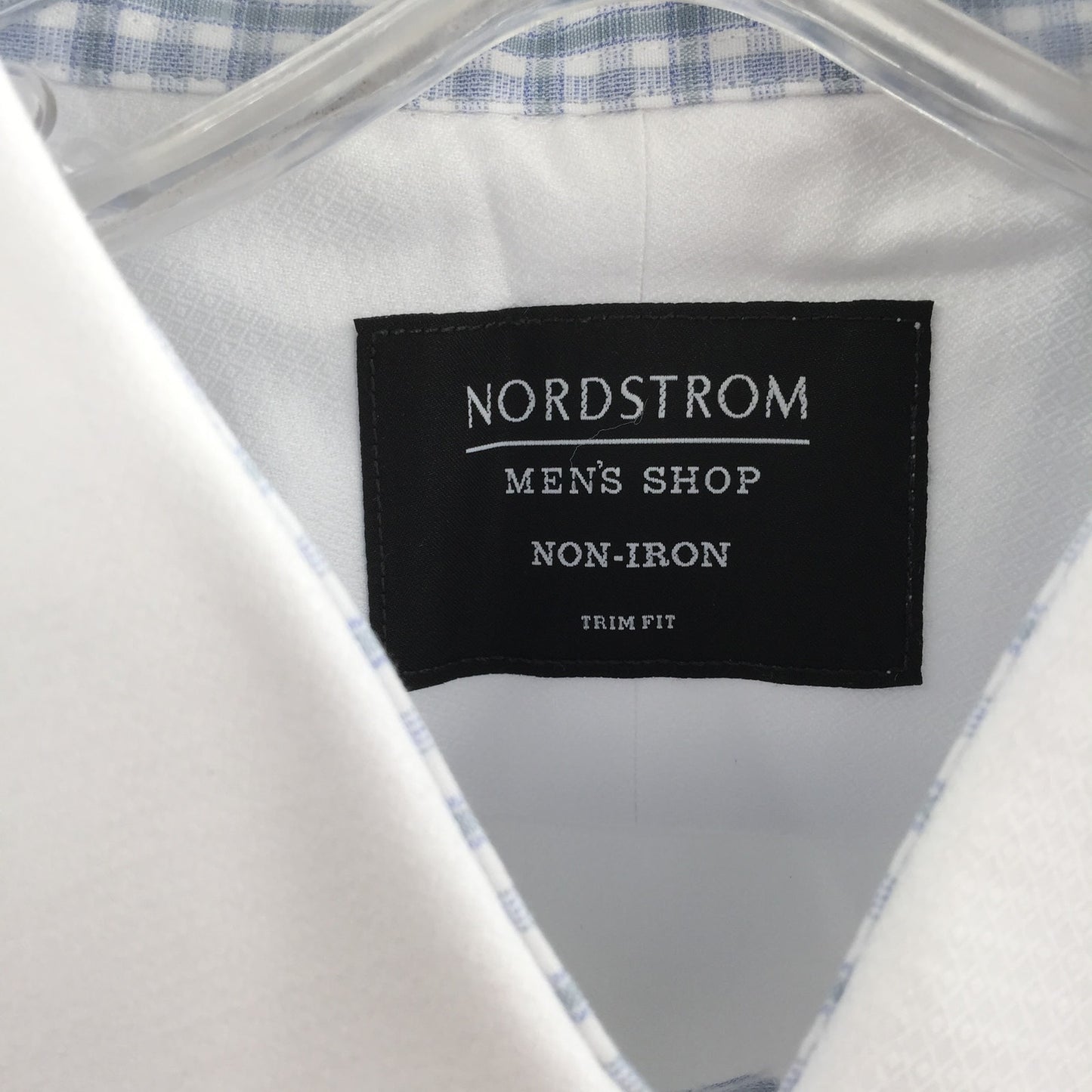 NORDSTROM 17.5" MEN'S SHOP Trim Fit Non-iron Dress Shirt White Triangle Dobby