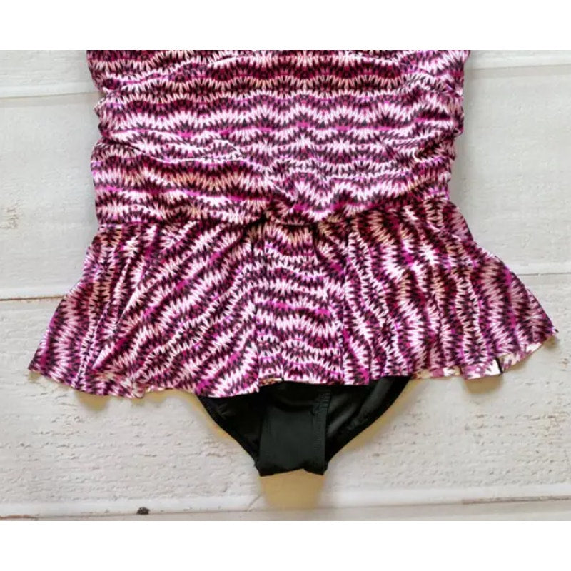 Swim Solutions New Women’s Purple Swimsuit SIZE 8 Peplum skirt One Piece