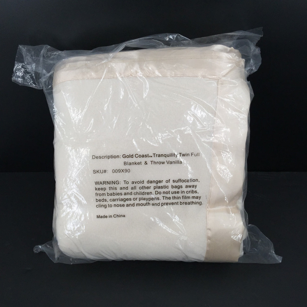 Gold Coast Always In Style Tranquility Twin Full Blanket Vanilla Satin Edge NOS