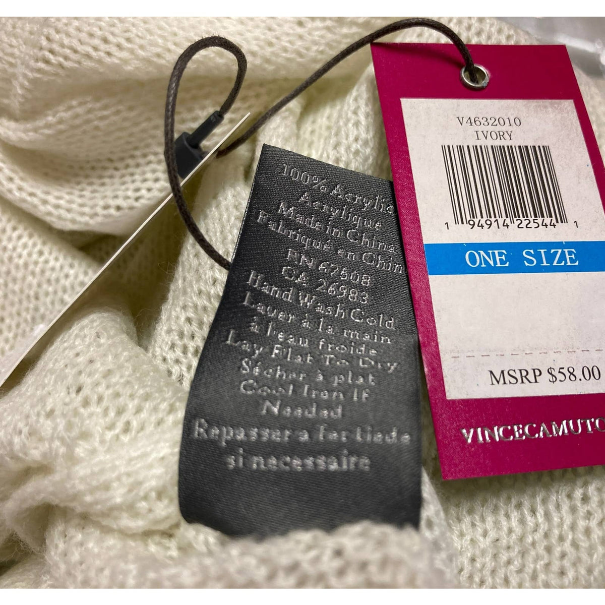 Vince Camuto Women's Waterfall Shawl One Size Ivory NEW Flowy Shrug Poncho Wrap