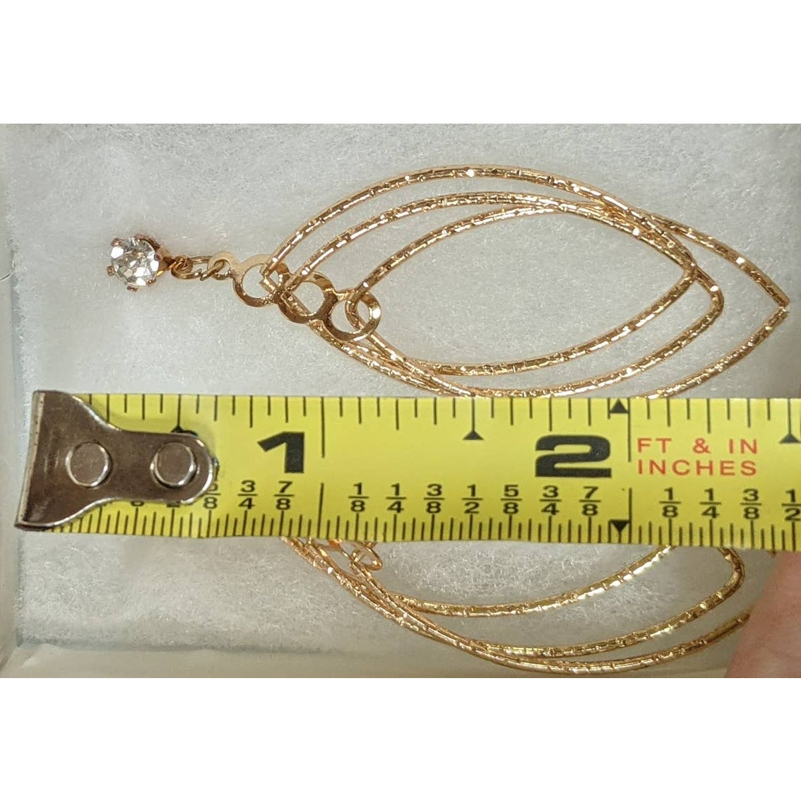 Dangle Triple Navette Hoop Gold Rhinestone Stud Earrings Sparkle Glitter Posts