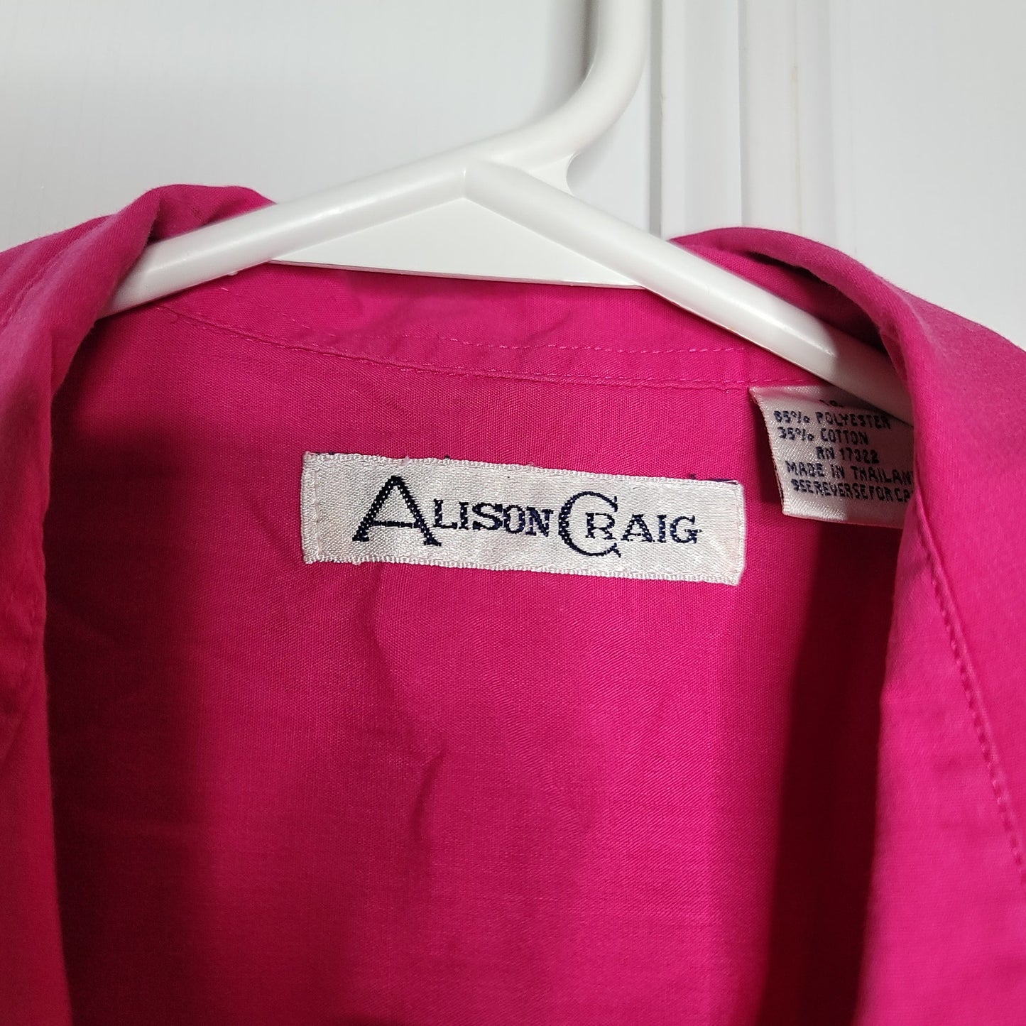 Alison Craig Size 14 Pink button up blouse long sleeve collared Cotton Blend