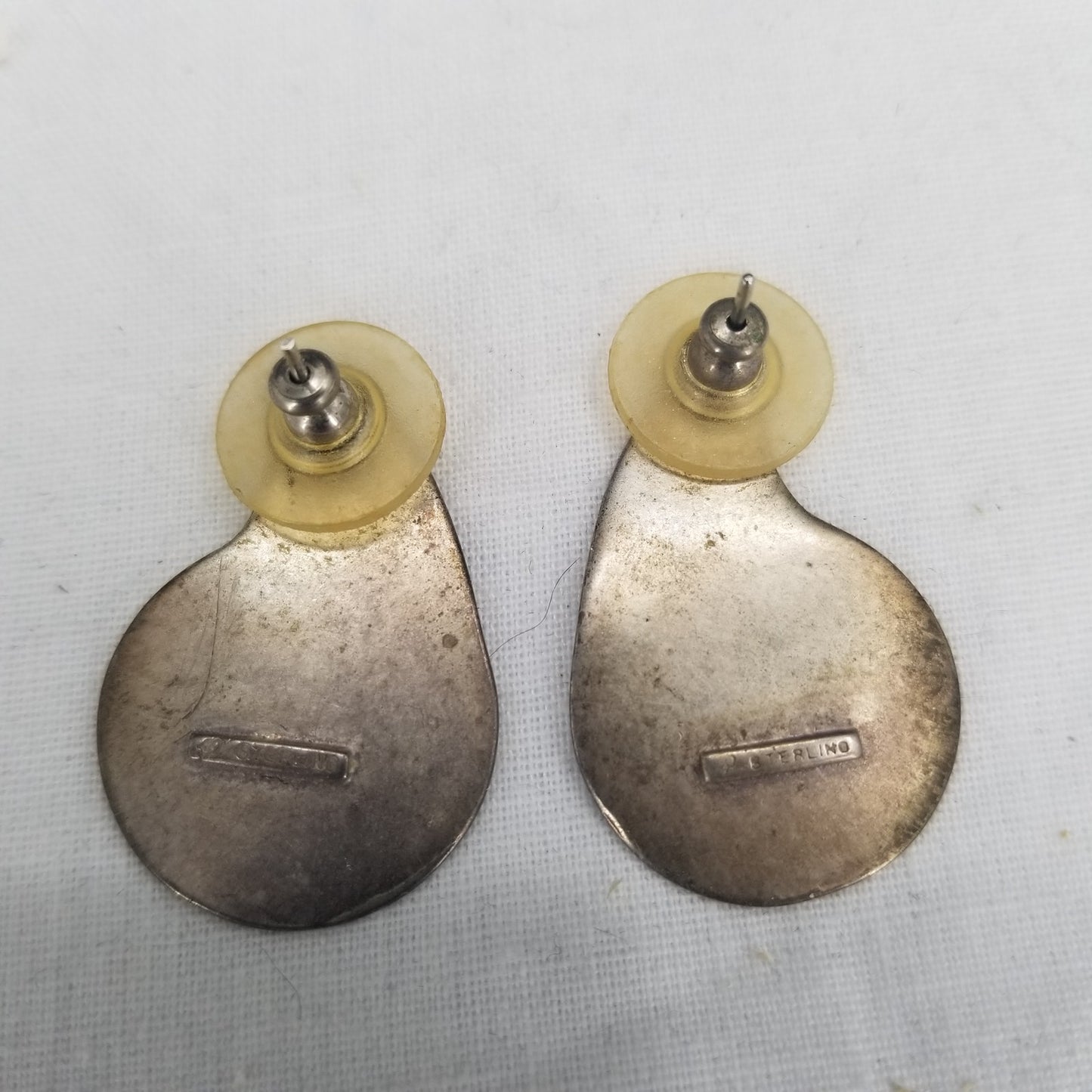 Vintage Sterling Silver Sea Shell Nautical Post Earrings Cut Metal