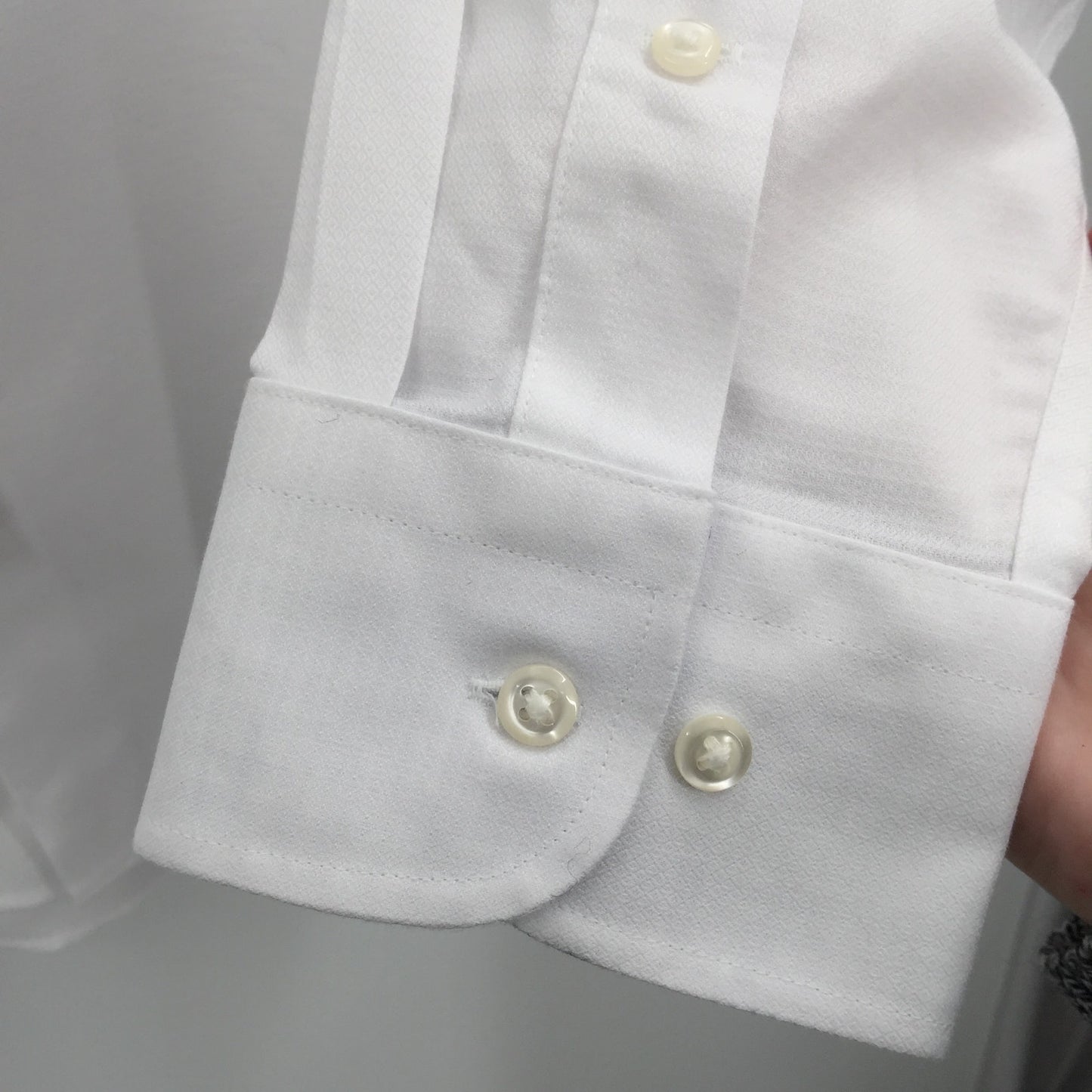NORDSTROM 17.5" MEN'S SHOP Trim Fit Non-iron Dress Shirt White Triangle Dobby