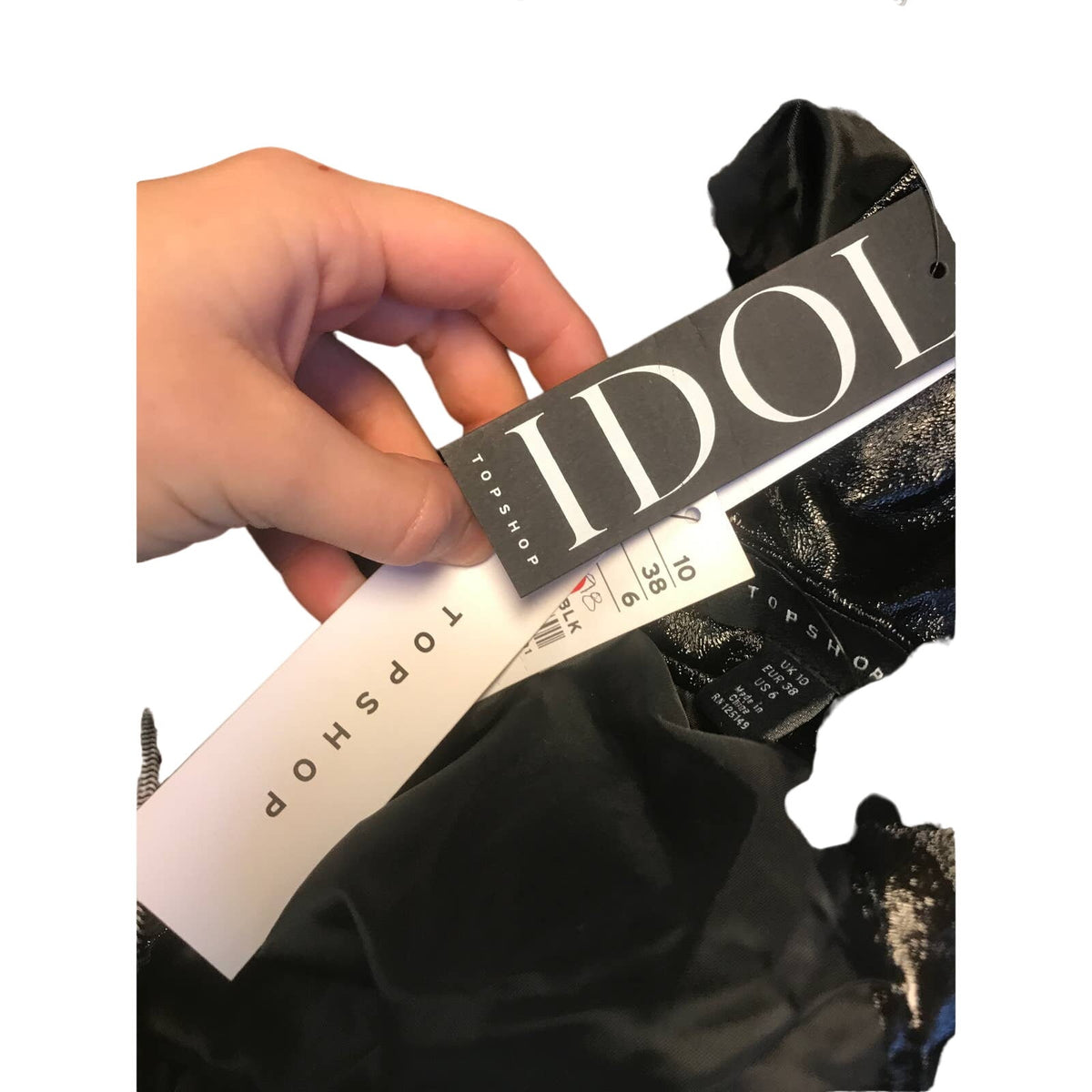 TopShop Black Idol Mini Flippy Skirt Faux Leather 6 Punk Rocker Circle Hardcore