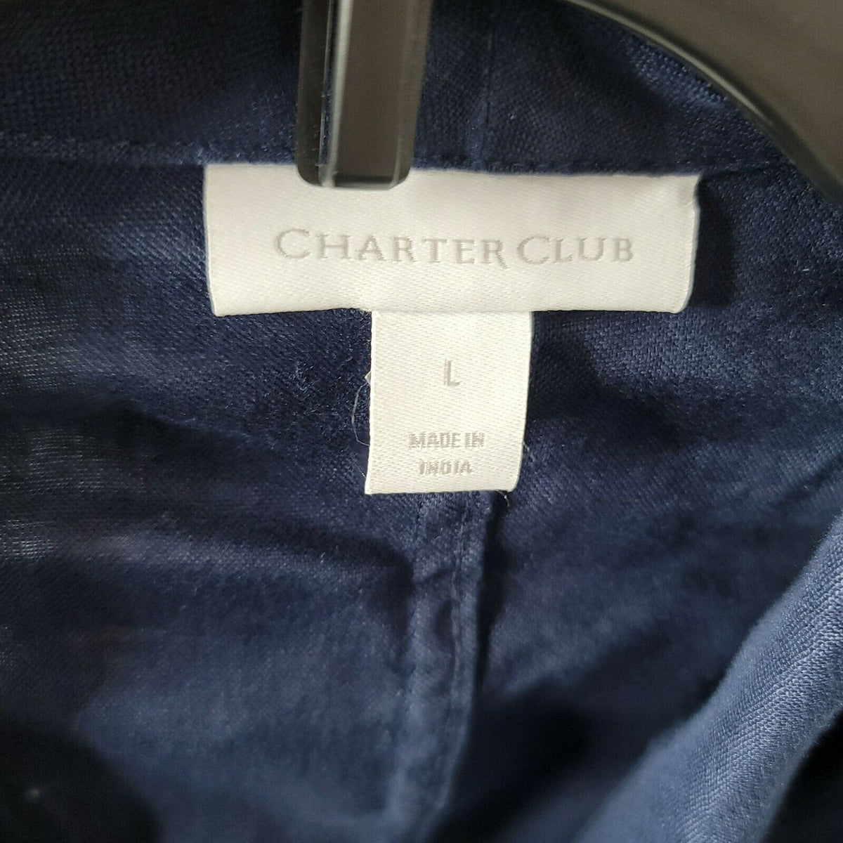 Charter Club Draped Vest Frayed-Trim Sleeveless Linen-Blend Intrepid Blue Large