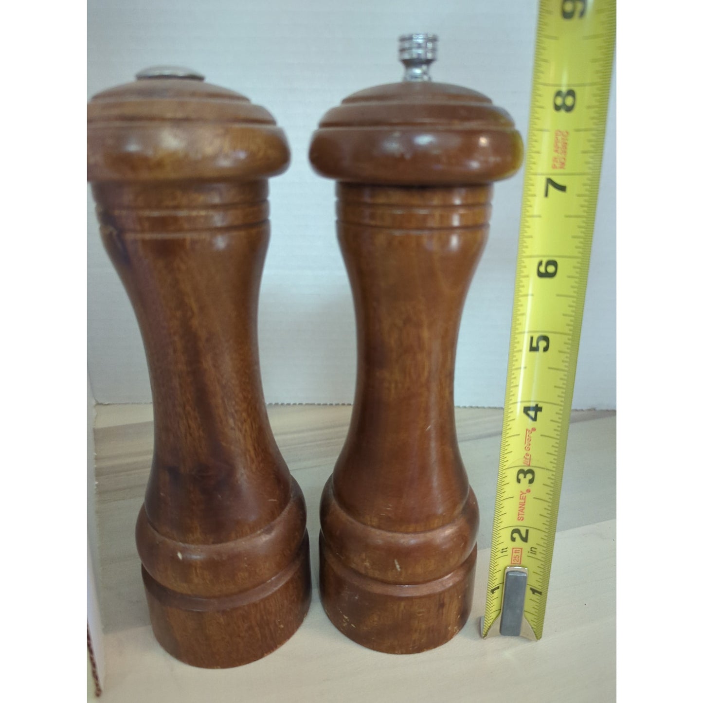 Olde Thompson Sheffield Steel Pair VINTAGE wood Salt Pepper grinder shaker