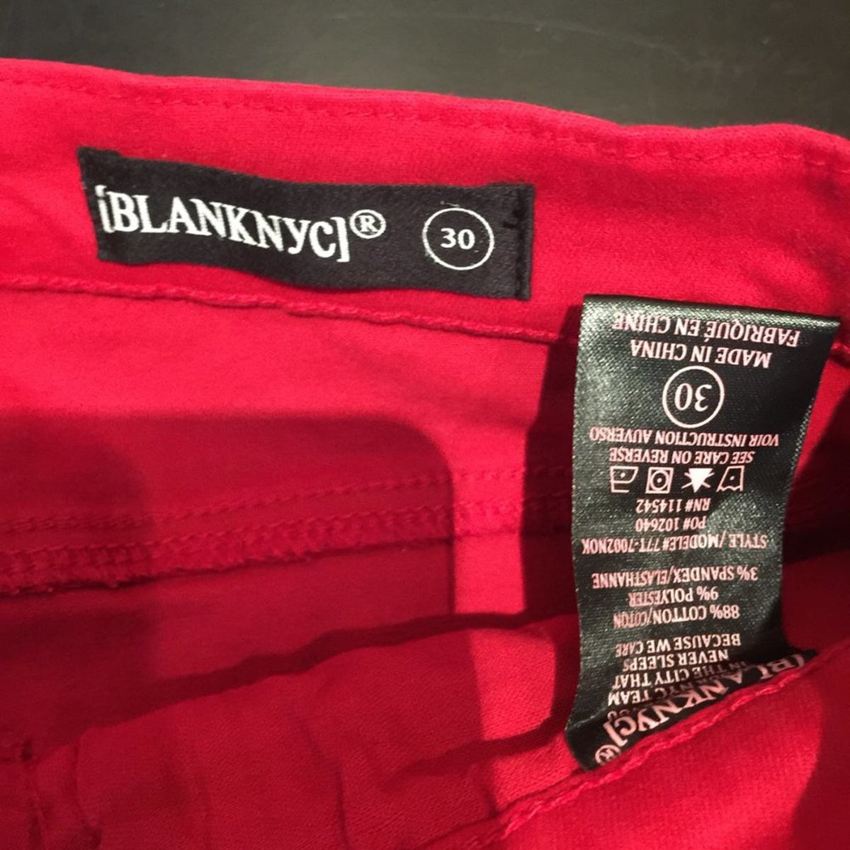 BlankNYC Super Skinny Jeans Ankle Length Stretch Mid Rise Denim Red Size 30