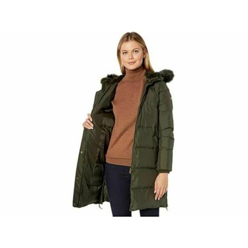 Lauren by Ralph Lauren Fur & Shearling Parka Hooded Puffer Coat Long Sleeve S