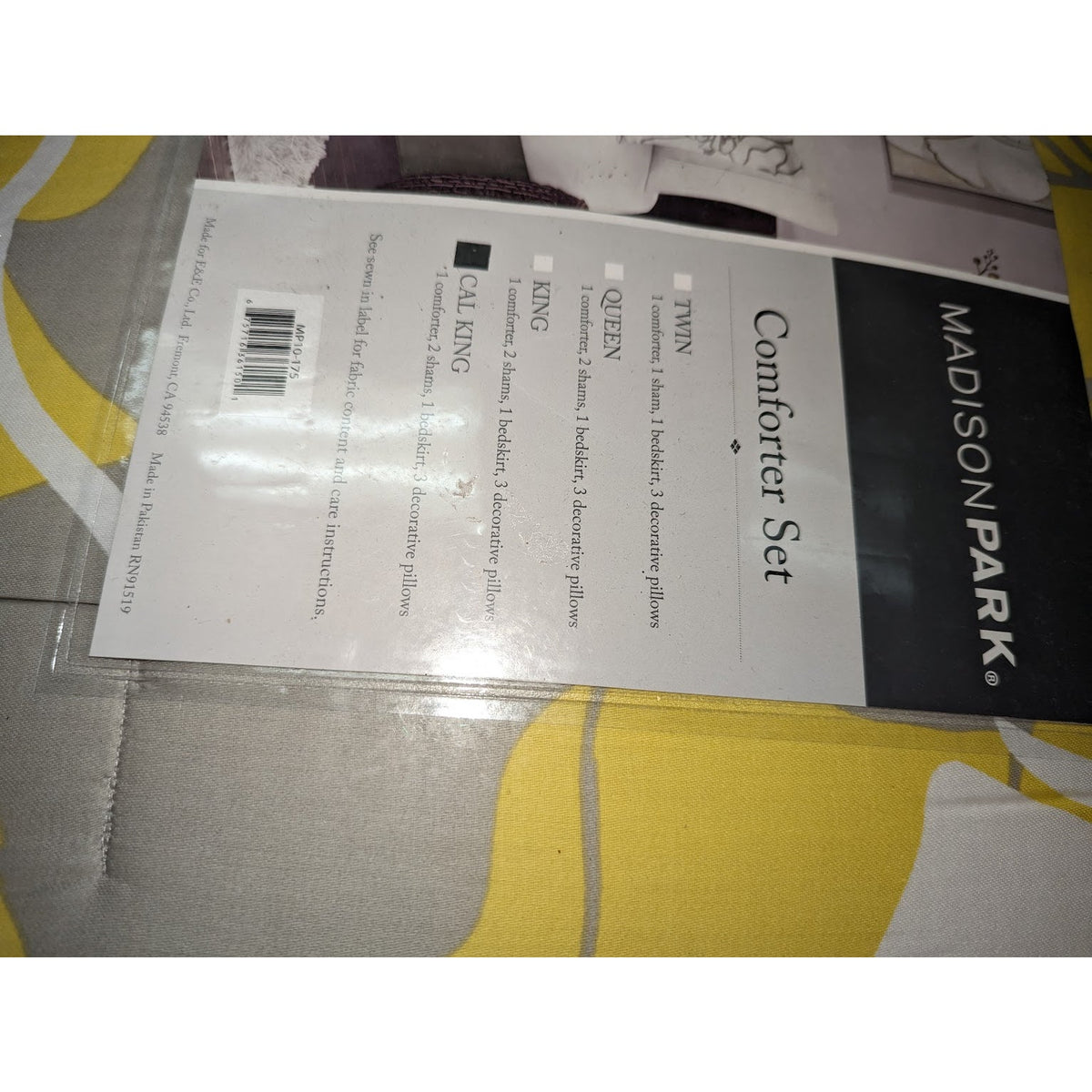 Madison Park Lola 7 Pieces California King Comforter Set Yellow Gray NEW