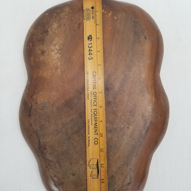 Large Vintage Monkey Pod Wood Leaf Shaped 3-Compartment Serving Tray Hawaiiana