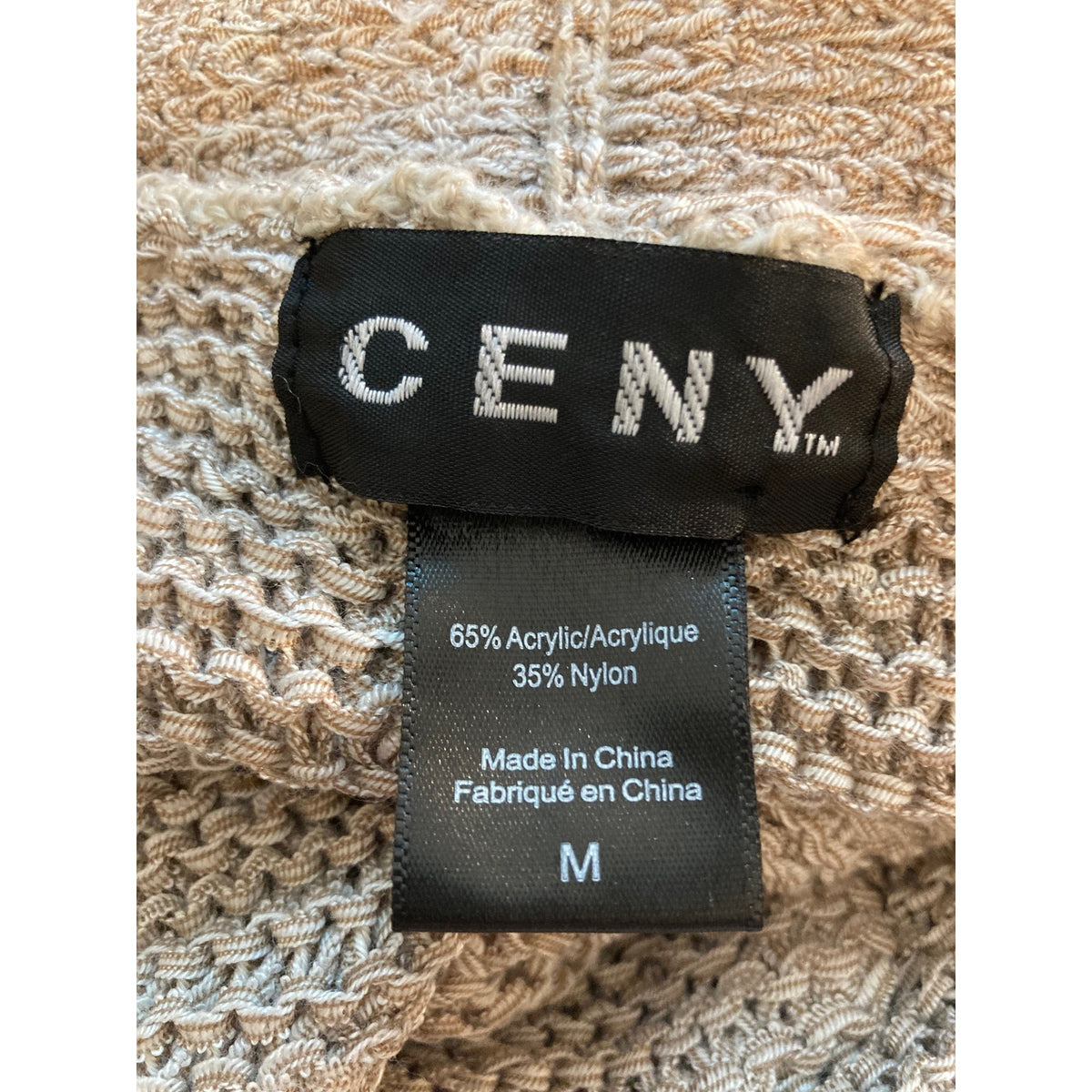 CENY Cardigan Sweater Size Medium Taupe NWT Front Pockets COZY Knit 3/4 Sleeve