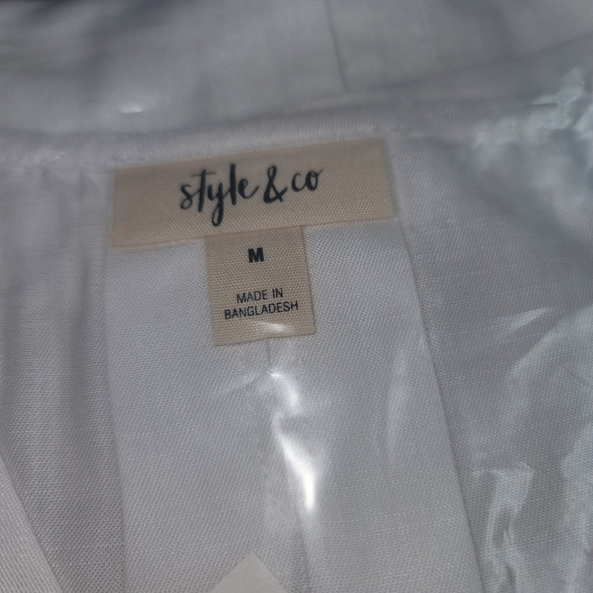Style Co Summer Casual Flutter-Sleeve Blouse Top Cap Sleeve V-Neck White MEDIUM