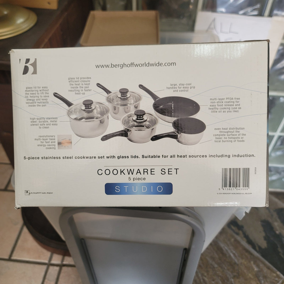 Berghoff Vision 5 Piece Cookware Set Studio Stainless Pots and Pans NWT in Box