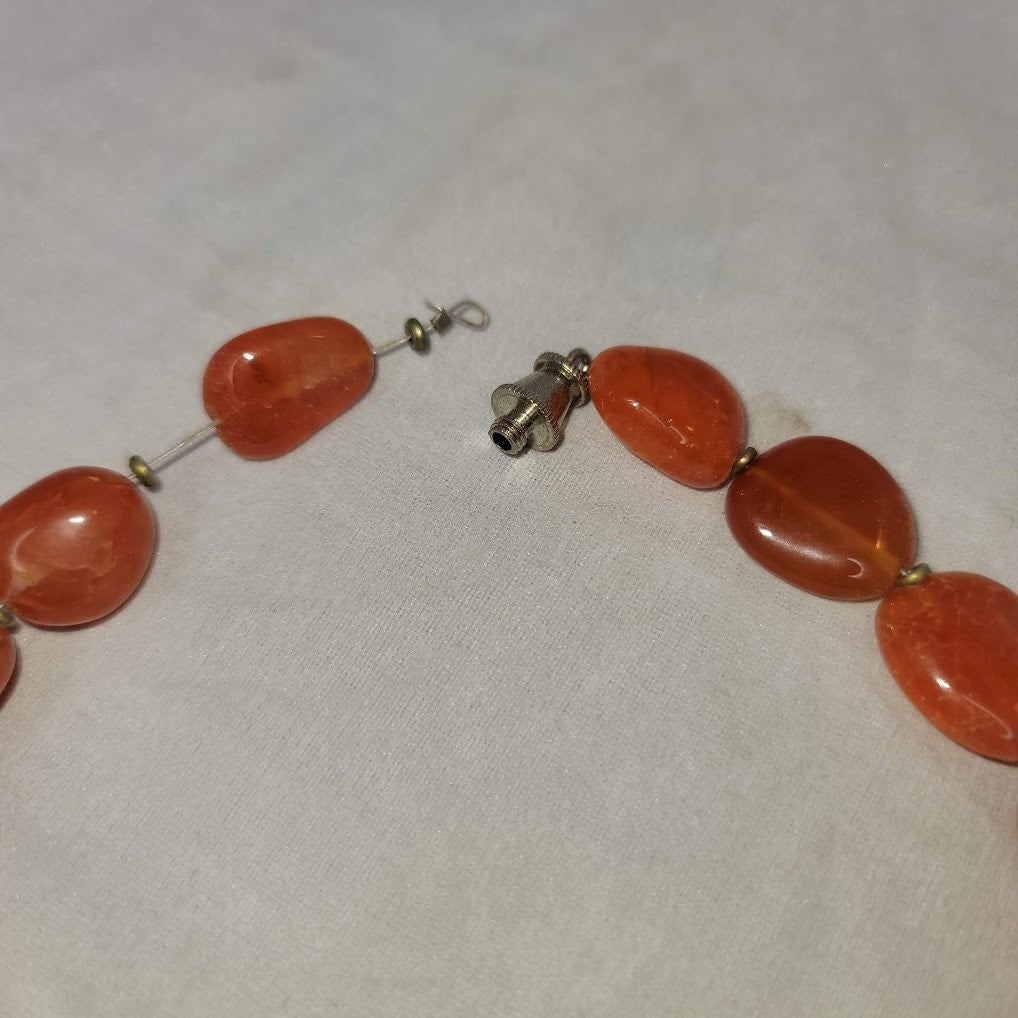 Natural Gemstone Beaded Carnelian Red Agate necklace and bracelet set Vintage