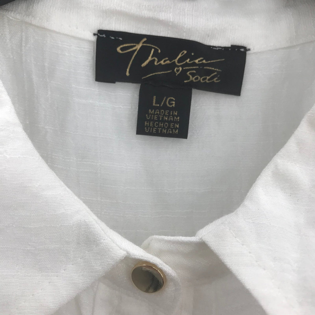 Thalia Sodi Front Button Knot Tie Blouse Shirt Top Roll Tab Sleeves White Large