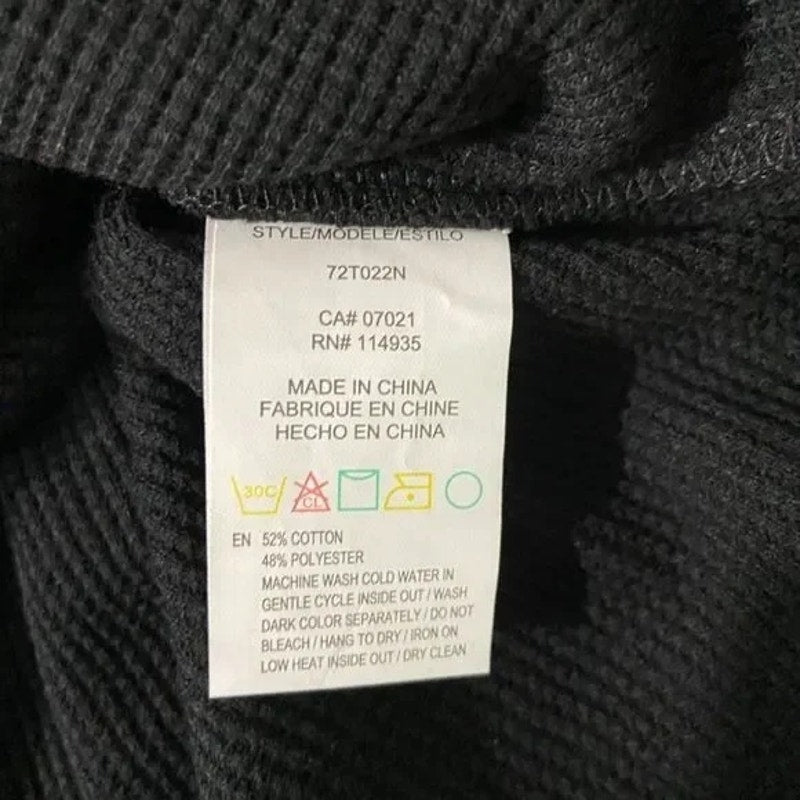 RDI Women Waffle Knit Crew Neck Crop Top Pullover XL/Extra Large Black NWT