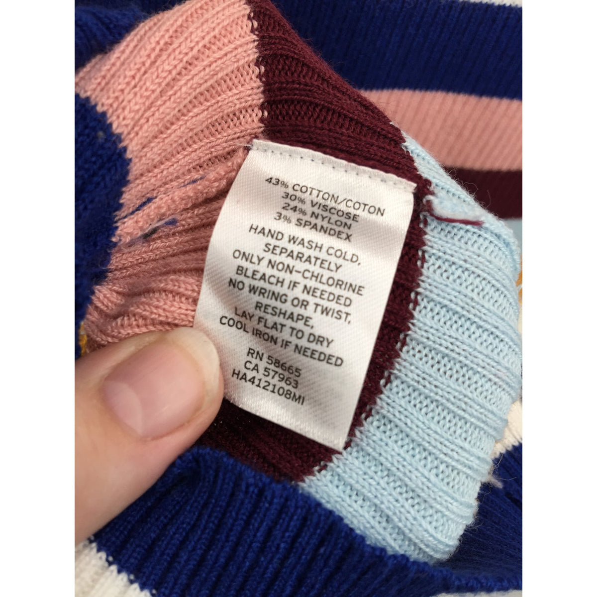Halogen Striped Pullover Sweater Crew Neck Ribbed Long Sleeve Multicolor XL NEW