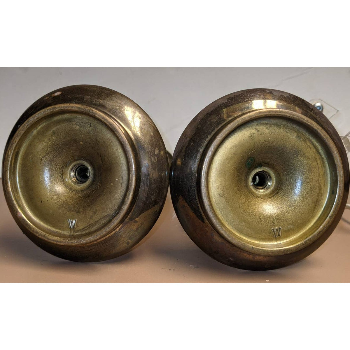 Brass candle stick pair 9" x 4" Heavy candleholder Solid Pillar tapered graduate