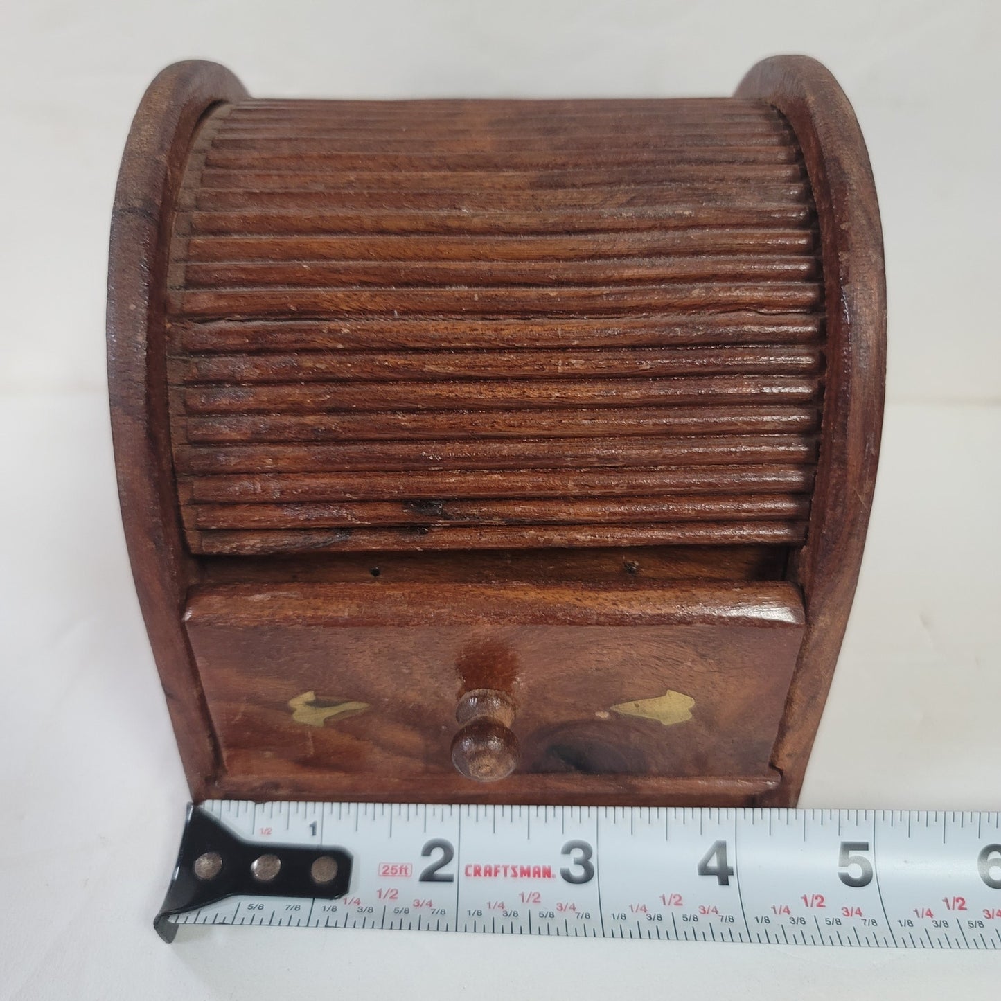 Vintage Hand Carved Unique Design Drawer Wood & brass Jewelry Box Cigarette Box