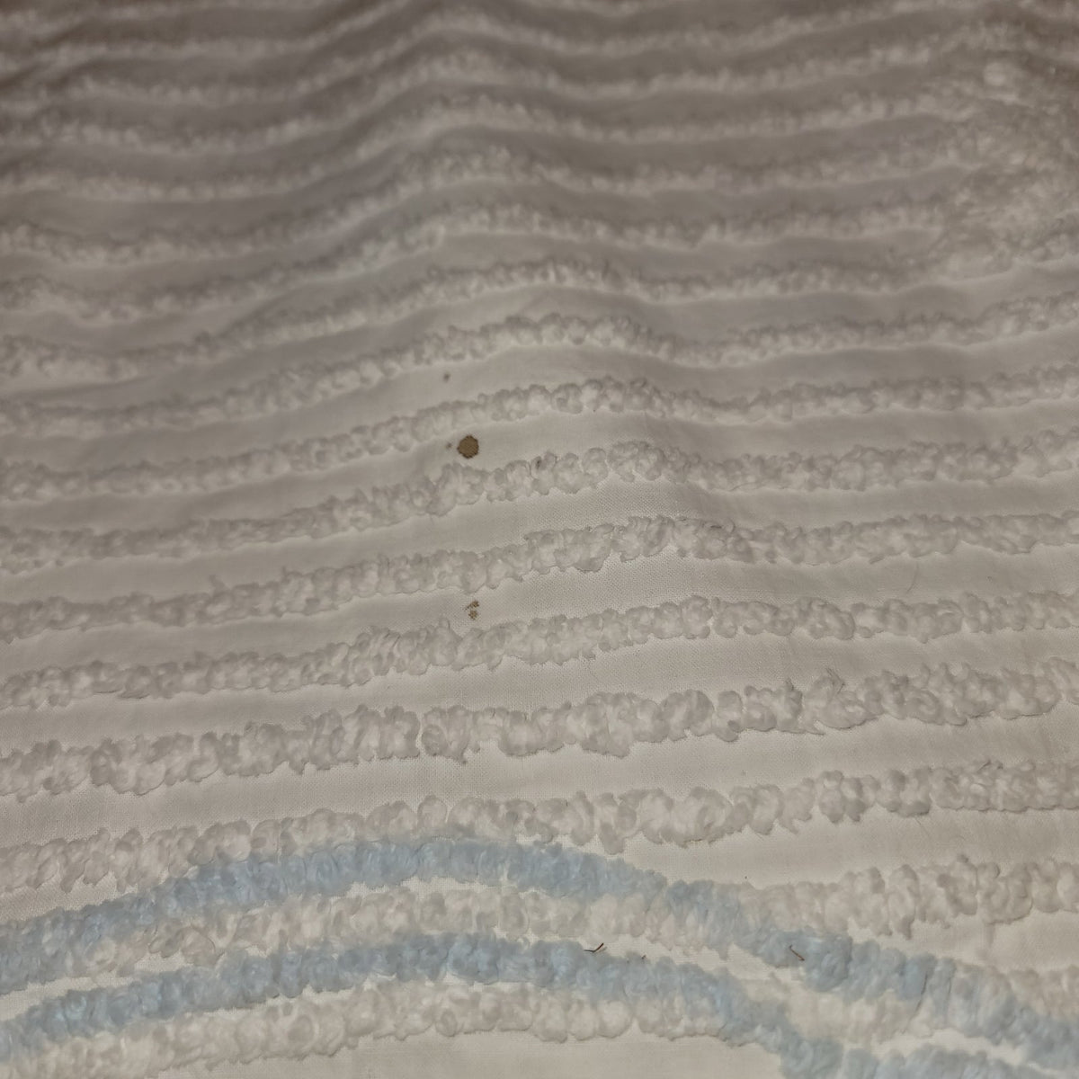 Chenille baby blanket Bunnies Blue pink yellow VINTAGE Crib bedspread