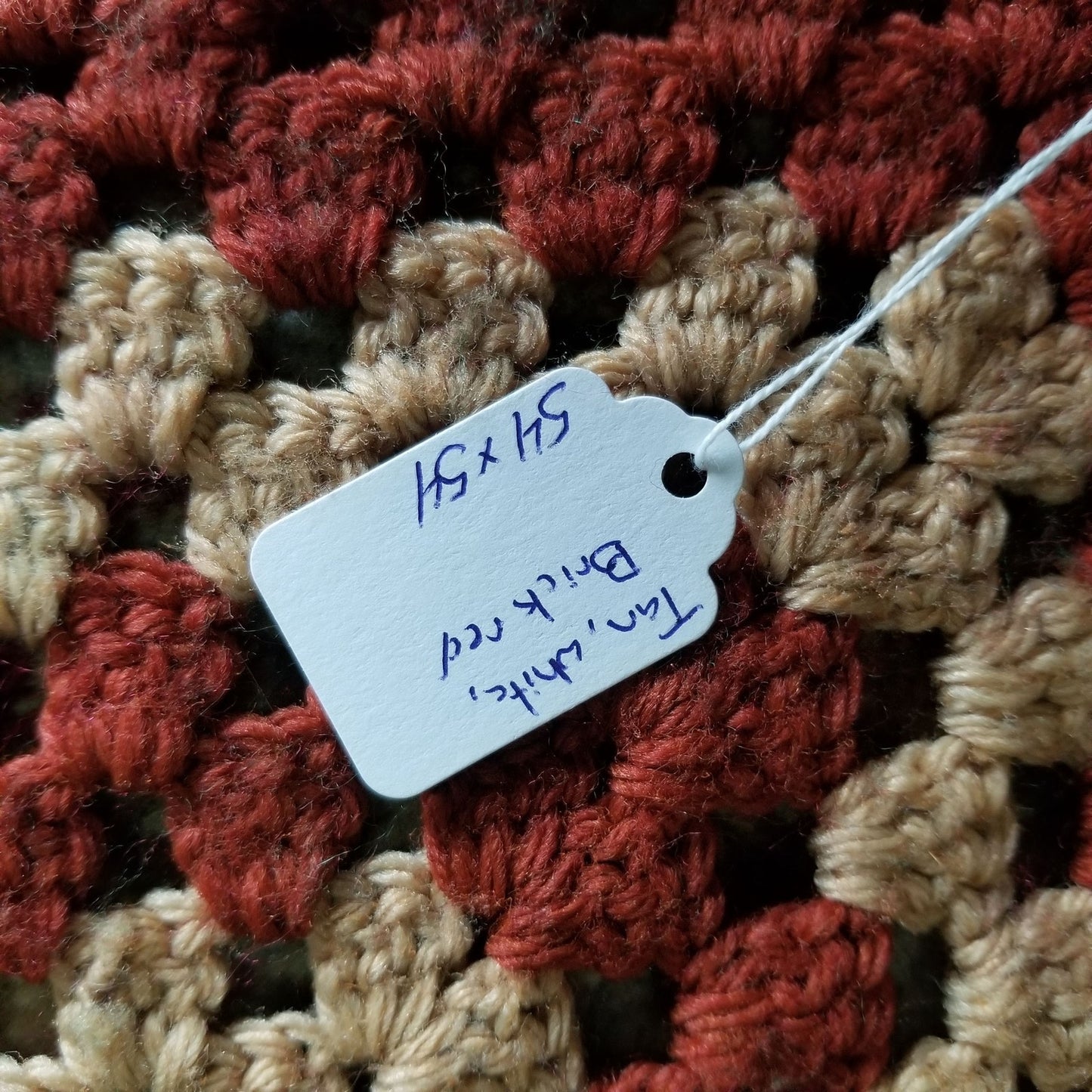 Afghan Handmade Square 54 x 54 Brown Tan White NEEDS REPAIR