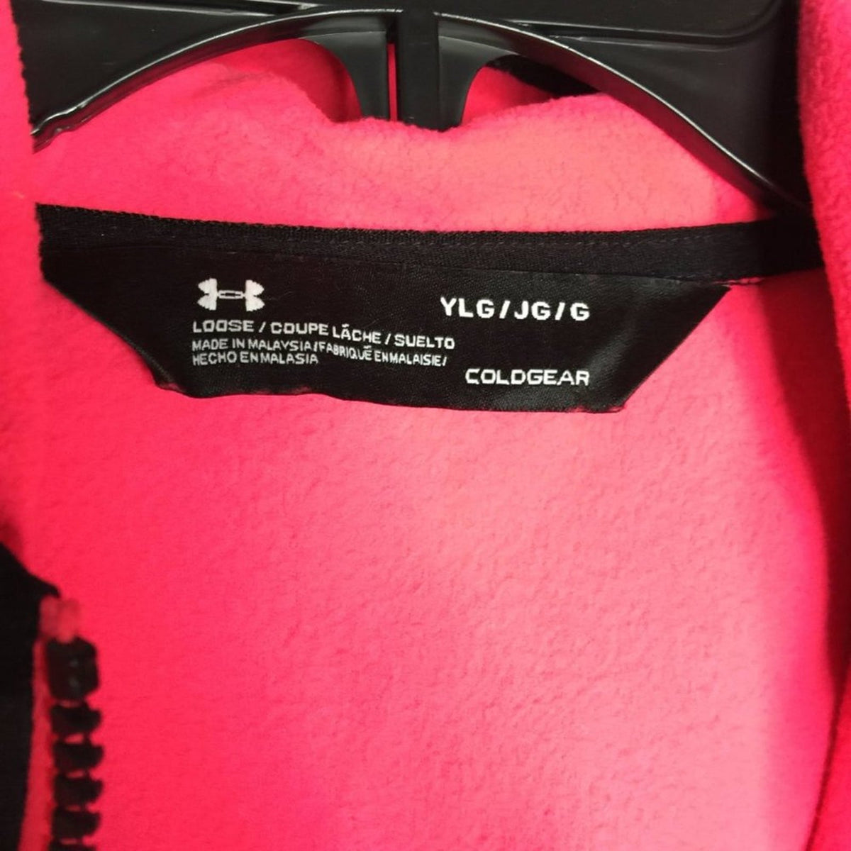 Coldgear Hooded Sweatshirt Long Sleeves Full Zip Removable Hood Black Pink Large