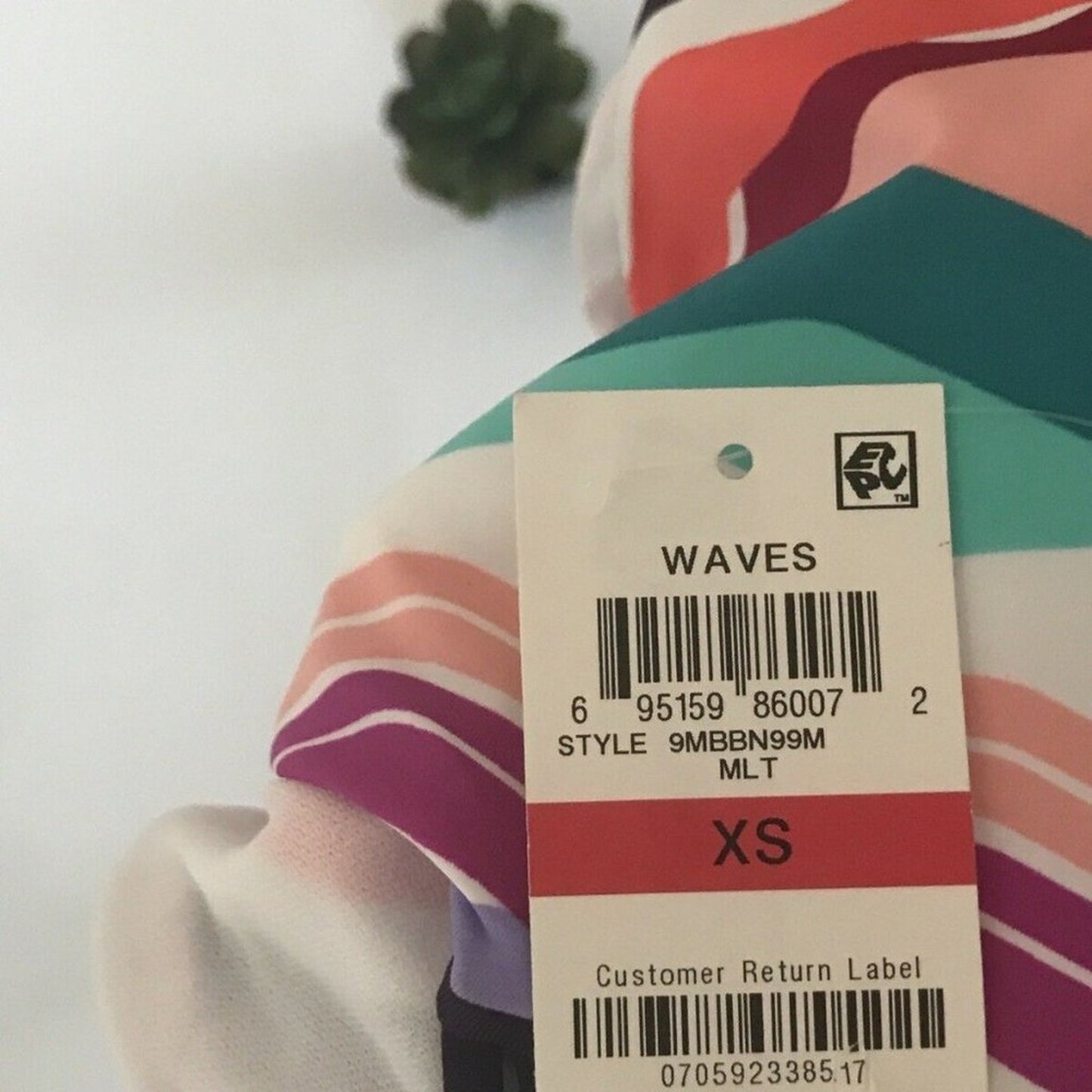 Bar III Waves Printe Strappy High Waist Bikini XSmall XS Bathing swimsuit Bottom