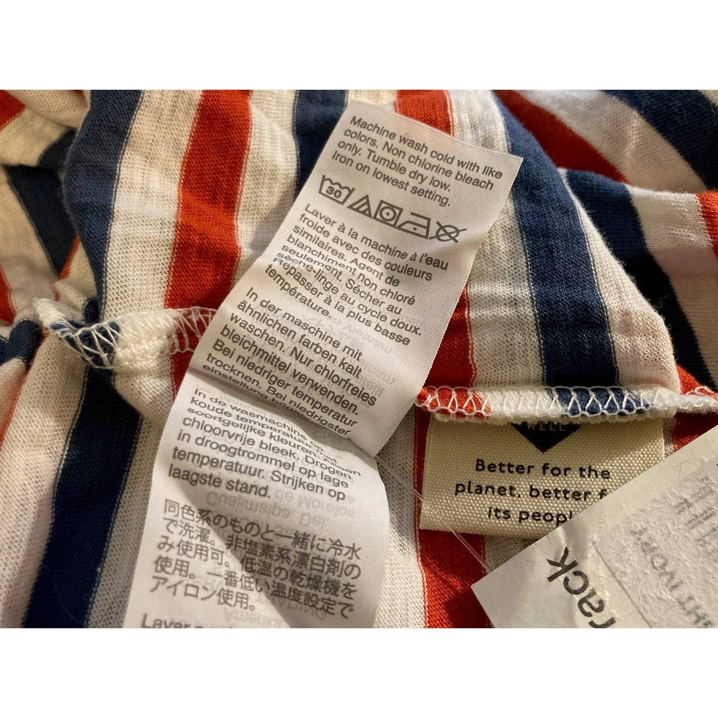 Madewell Whisper Cotton V-Neck Tank Top Sz Small Red White Blue Stripes NWT
