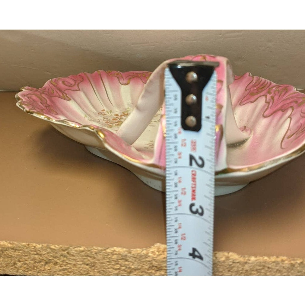 Limoge occo french porcelain dish with handle NAPPY candy florals