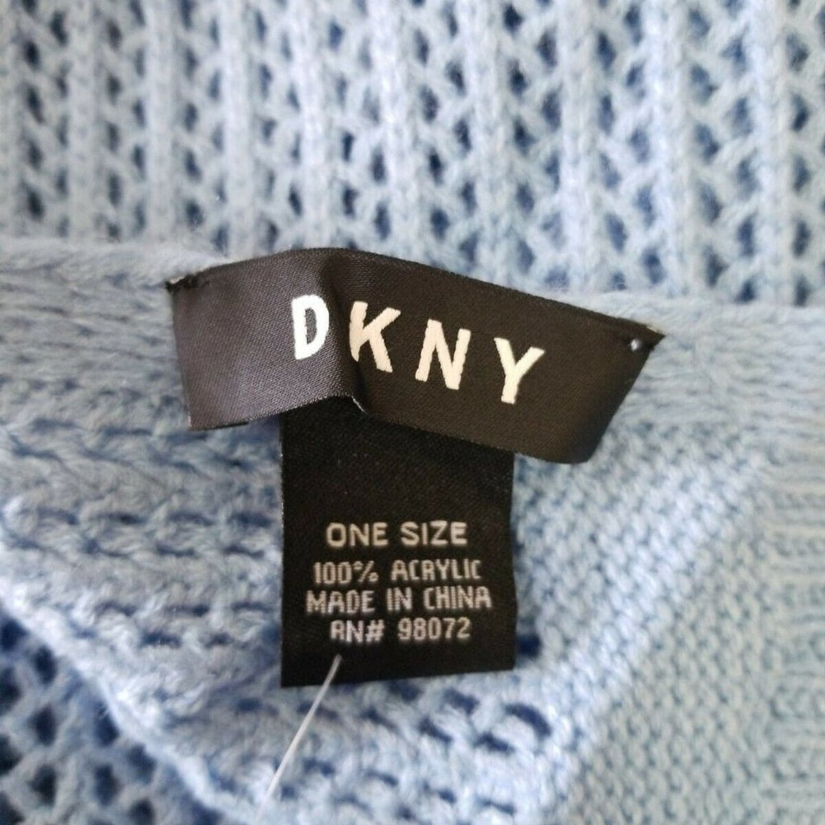 DKNY Open-Knit Blocked Scarf Open Weave COZY BABY BLUE NEW WINTER