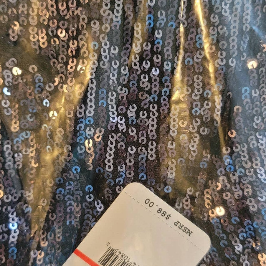 Free People Black Gold Rush Sequin Metallic Minidress Medium Night Combo $88 NWT
