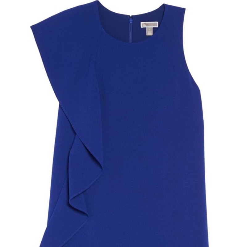 Chelsea28 Asymmetrical Ruffle Shift Dress Cobalt Blue Size 10 Women's NEW